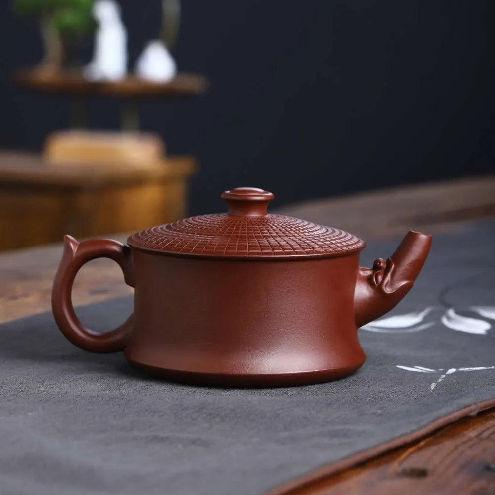 Full Handmade Yixing Zisha Teapot [Tianxia Liangcang Pot] (Zao Hong Ni - 400ml) - YIQIN TEA HOUSE | yiqinteahouse.com | >300ml, full handmade zisha teapot, new arrival, teapot, teaware