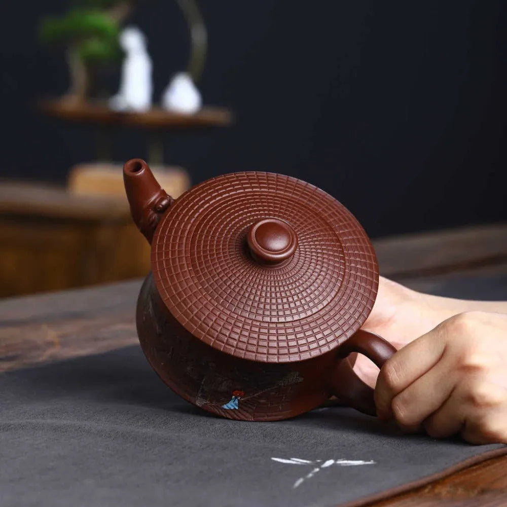 Full Handmade Yixing Zisha Teapot [Tianxia Liangcang Pot] (Zao Hong Ni - 400ml) - YIQIN TEA HOUSE | yiqinteahouse.com | >300ml, full handmade zisha teapot, new arrival, teapot, teaware