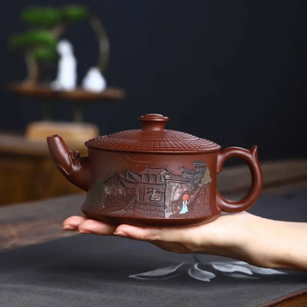 Full Handmade Yixing Zisha Teapot [Tianxia Liangcang Pot] (Zao Hong Ni - 400ml) - YIQIN TEA HOUSE | yiqinteahouse.com | >300ml, full handmade zisha teapot, new arrival, teapot, teaware