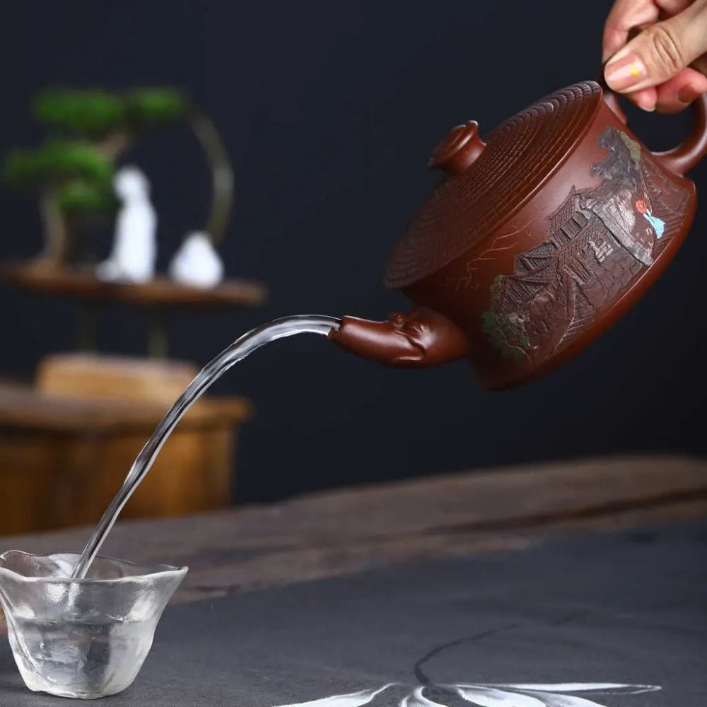 Full Handmade Yixing Zisha Teapot [Tianxia Liangcang Pot] (Zao Hong Ni - 400ml) - YIQIN TEA HOUSE | yiqinteahouse.com | >300ml, full handmade zisha teapot, new arrival, teapot, teaware