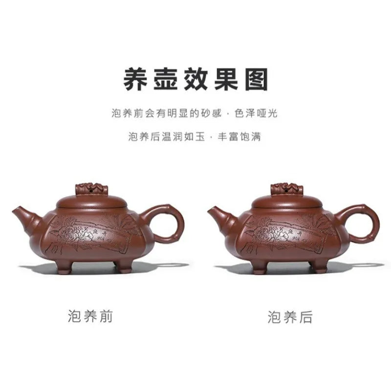 Full Handmade Yixing Zisha Teapot [Wealthy Bamboo] (Hong Pi Long - 290ml) - YIQIN TEA HOUSE | yiqinteahouse.com | 200-300ml, full handmade zisha teapot, teapot, teaware