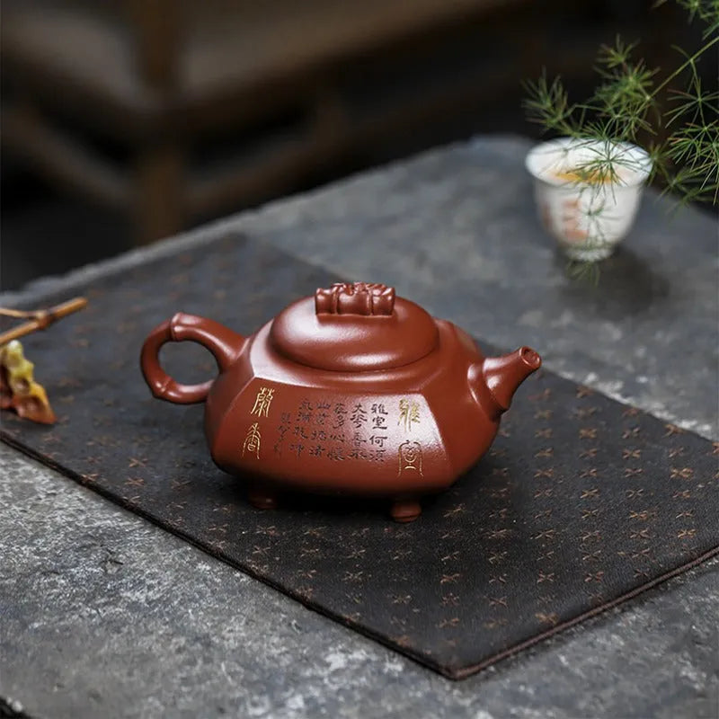 Full Handmade Yixing Zisha Teapot [Wealthy Bamboo] (Hong Pi Long - 290ml) - YIQIN TEA HOUSE | yiqinteahouse.com | 200-300ml, full handmade zisha teapot, teapot, teaware