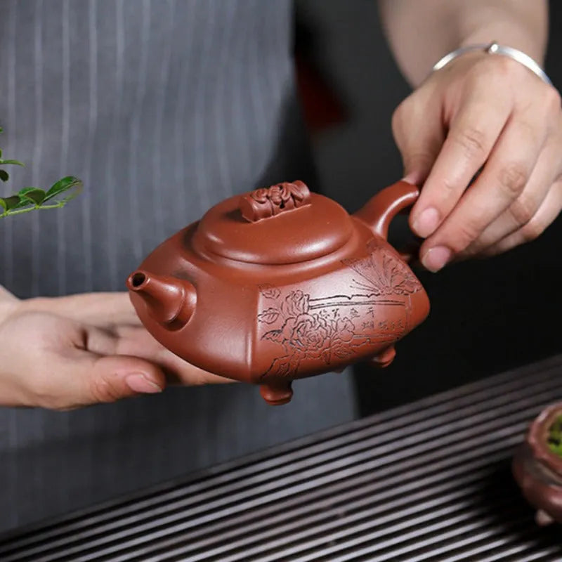 Full Handmade Yixing Zisha Teapot [Wealthy Bamboo] (Hong Pi Long - 290ml) - YIQIN TEA HOUSE | yiqinteahouse.com | 200-300ml, full handmade zisha teapot, teapot, teaware