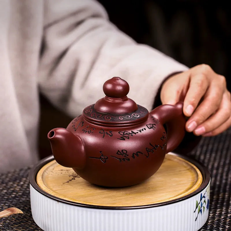 Full Handmade Yixing Zisha Teapot [Wealthy] (Long Xue Sha - 400ml) - YIQIN TEA HOUSE | yiqinteahouse.com | >300ml, full handmade zisha teapot, new arrival, teapot, teaware