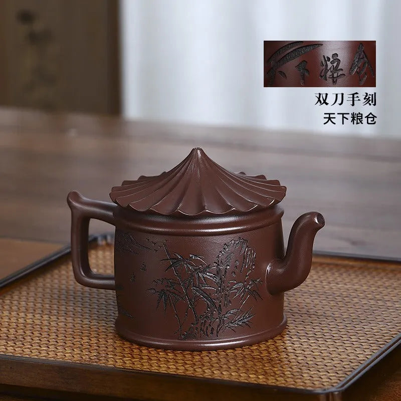 Full Handmade Yixing Zisha Teapot [World Granary] (Zi Jia Ni - 280ml) - YIQIN TEA HOUSE | yiqinteahouse.com | 200-300ml, full handmade zisha teapot, new arrival, teapot, teaware