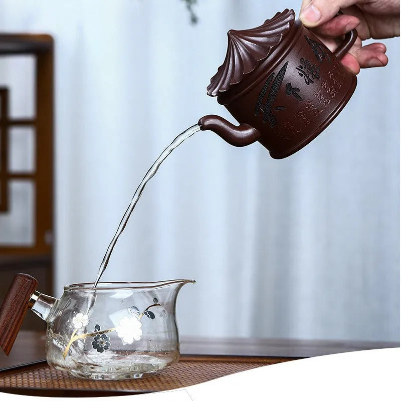 Full Handmade Yixing Zisha Teapot [World Granary] (Zi Jia Ni - 280ml) - YIQIN TEA HOUSE | yiqinteahouse.com | 200-300ml, full handmade zisha teapot, new arrival, teapot, teaware