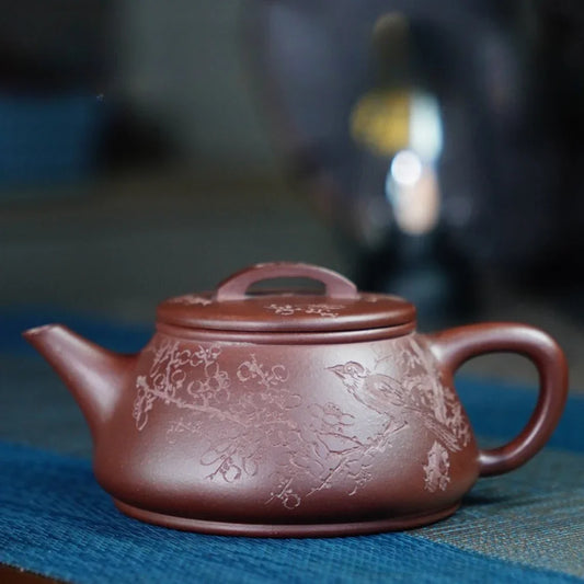 Teko Zisha Yixing Buatan Tangan Sepenuhnya [Wufu Shi Piao Pot] (Zi Ni - 240ml)