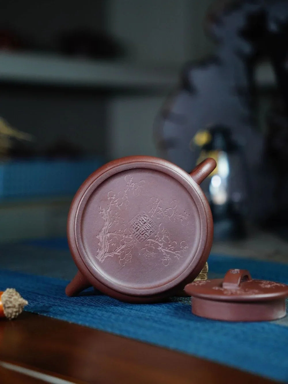 Théière Yixing Zisha entièrement faite à la main [Pot Wufu Shi Piao] (Zi Ni - 240 ml) 