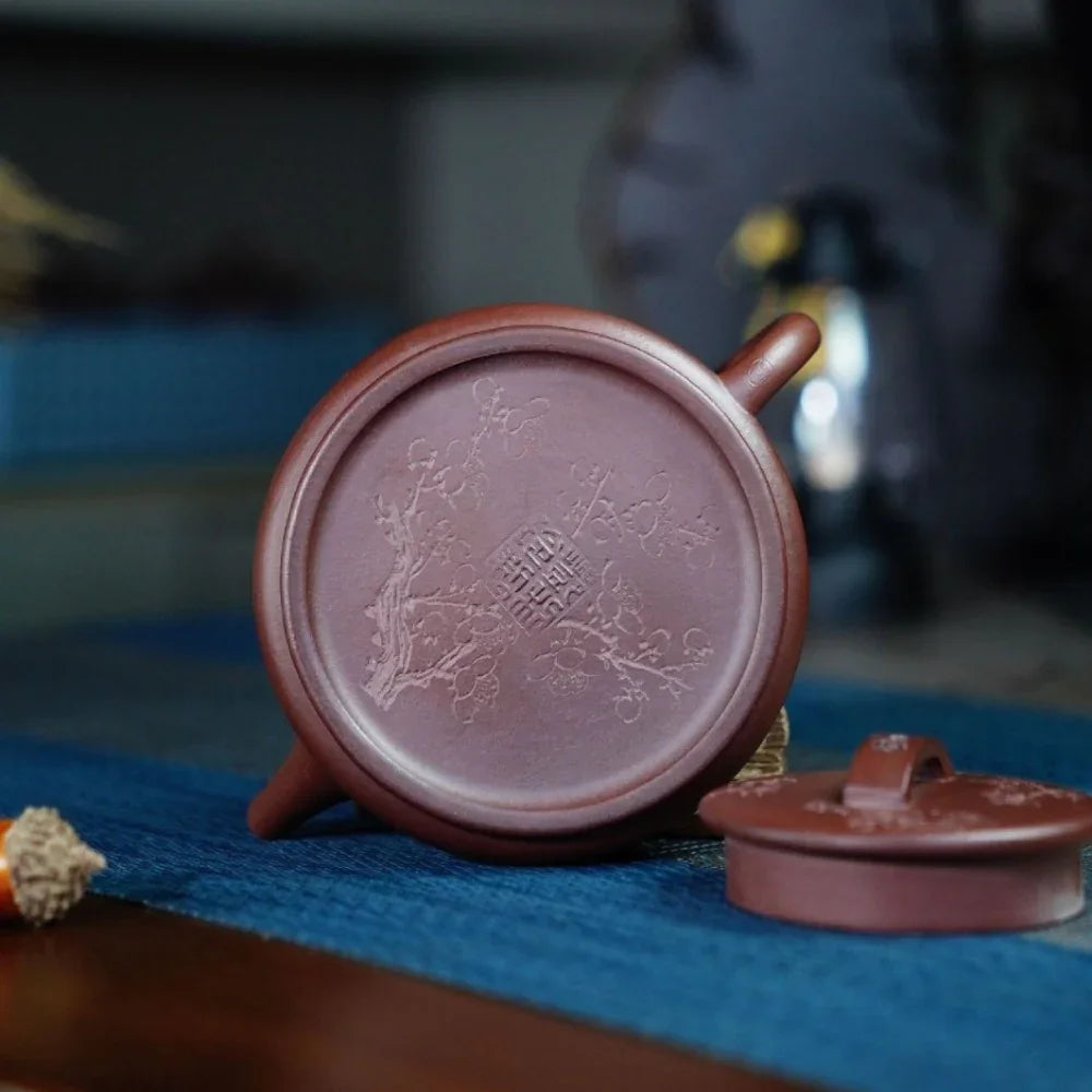 Théière Yixing Zisha entièrement faite à la main [Pot Wufu Shi Piao] (Zi Ni - 240 ml) 