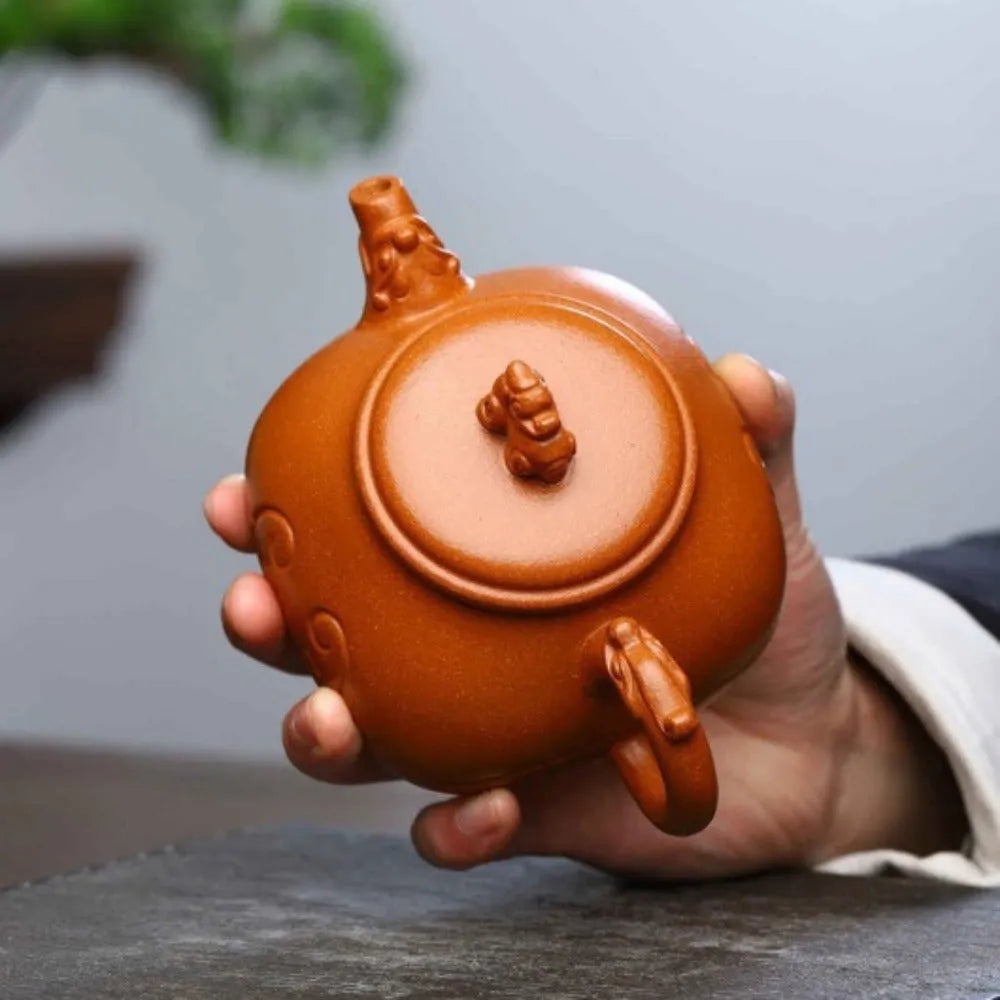 Full Handmade Yixing Zisha Teapot [Xiangyun Ruyi Pot] (Jiang Po Ni - 300ml) - YIQIN TEA HOUSE | yiqinteahouse.com | 200-300ml, full handmade zisha teapot, new arrival, teapot, teaware