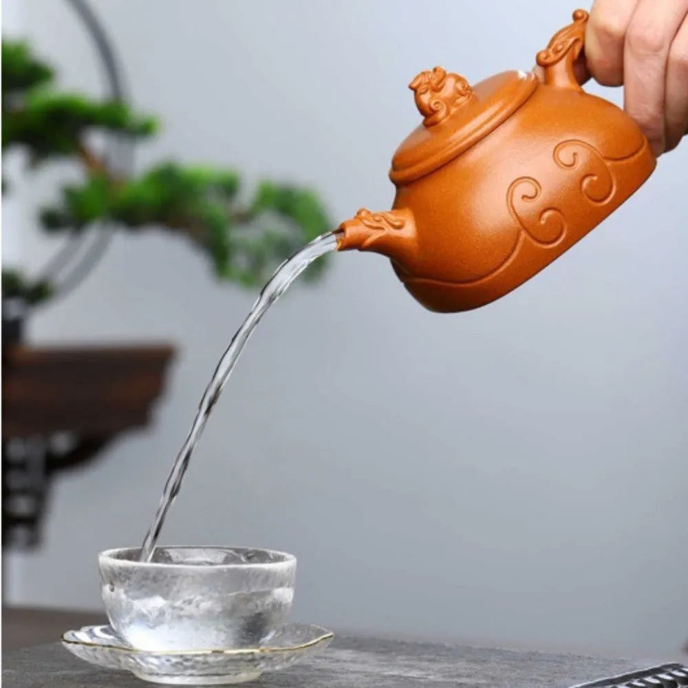 Full Handmade Yixing Zisha Teapot [Xiangyun Ruyi Pot] (Jiang Po Ni - 300ml) - YIQIN TEA HOUSE | yiqinteahouse.com | 200-300ml, full handmade zisha teapot, new arrival, teapot, teaware