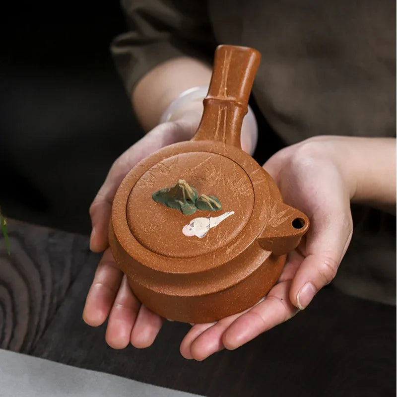 Teko Zisha Yixing Buatan Tangan Sepenuhnya [Xiao Yao Bamboo] (Jin Jiang Po Ni - 300ml)