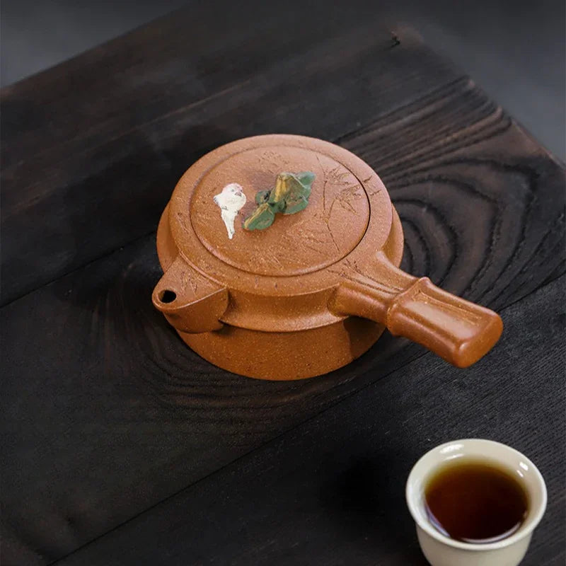 Teko Zisha Yixing Buatan Tangan Sepenuhnya [Xiao Yao Bamboo] (Jin Jiang Po Ni - 300ml)