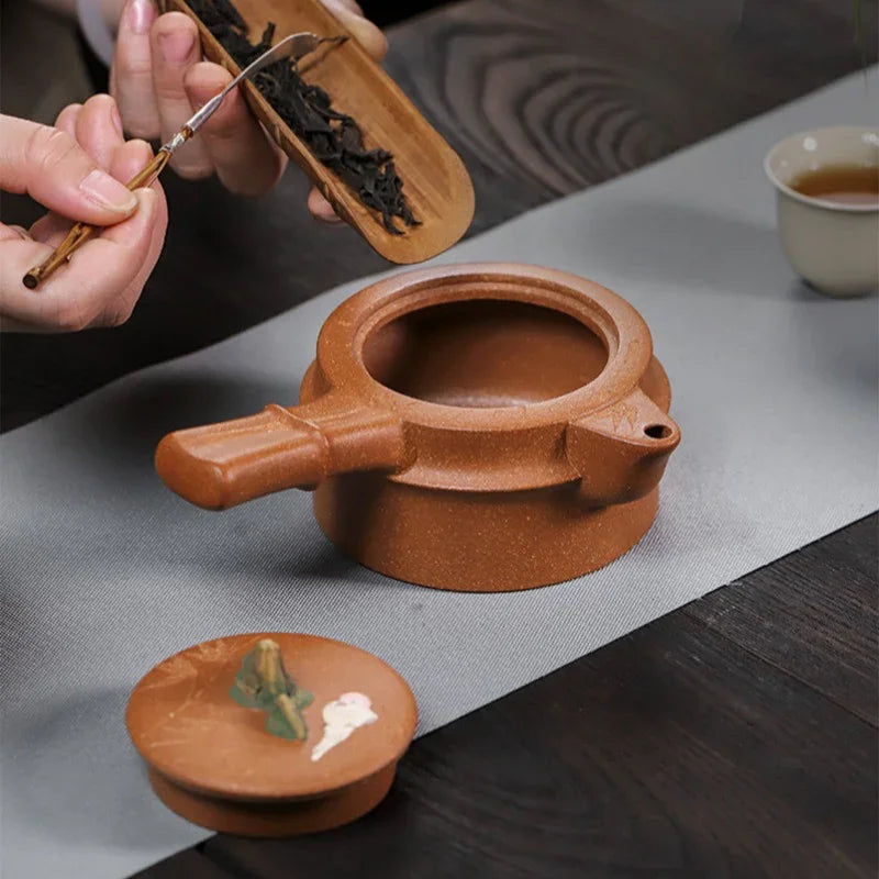 Teko Zisha Yixing Buatan Tangan Sepenuhnya [Xiao Yao Bamboo] (Jin Jiang Po Ni - 300ml)