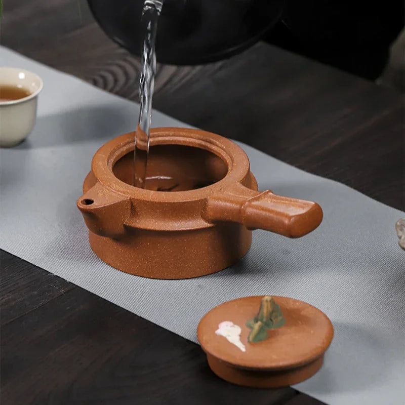 Teko Zisha Yixing Buatan Tangan Sepenuhnya [Xiao Yao Bamboo] (Jin Jiang Po Ni - 300ml)