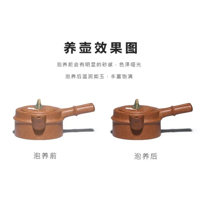 Teko Zisha Yixing Buatan Tangan Sepenuhnya [Xiao Yao Bamboo] (Jin Jiang Po Ni - 300ml)
