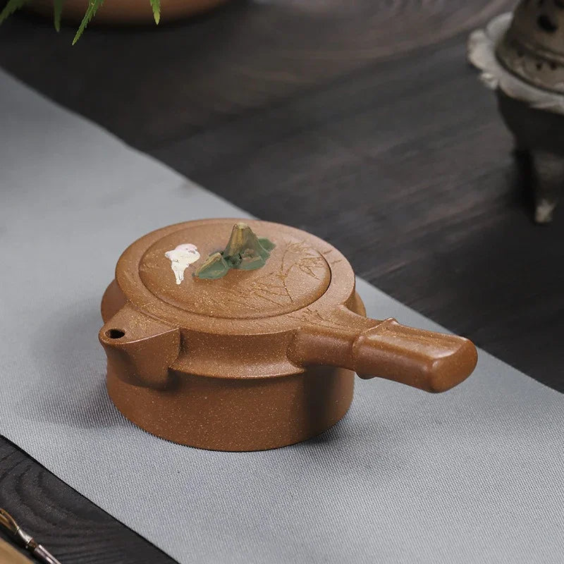 Teko Zisha Yixing Buatan Tangan Sepenuhnya [Xiao Yao Bamboo] (Jin Jiang Po Ni - 300ml)