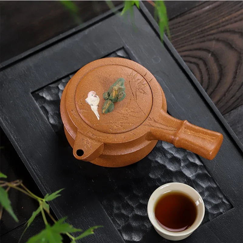 Teko Zisha Yixing Buatan Tangan Sepenuhnya [Xiao Yao Bamboo] (Jin Jiang Po Ni - 300ml)