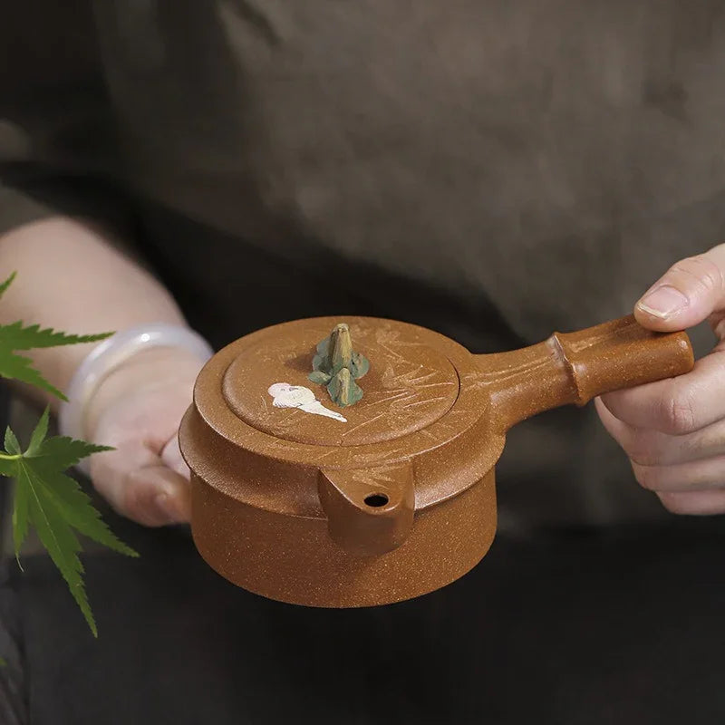 Teko Zisha Yixing Buatan Tangan Sepenuhnya [Xiao Yao Bamboo] (Jin Jiang Po Ni - 300ml)