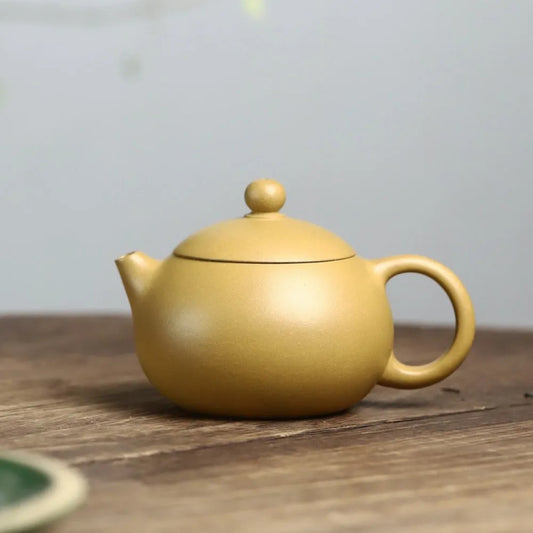 Full Handmade Yixing Zisha Teapot [Xishi Pot] (Huangjin Duan Ni - 200ml) - YIQIN TEA HOUSE | yiqinteahouse.com | 200-300ml, full handmade zisha teapot, new arrival, plain smooth, teapot, teaware