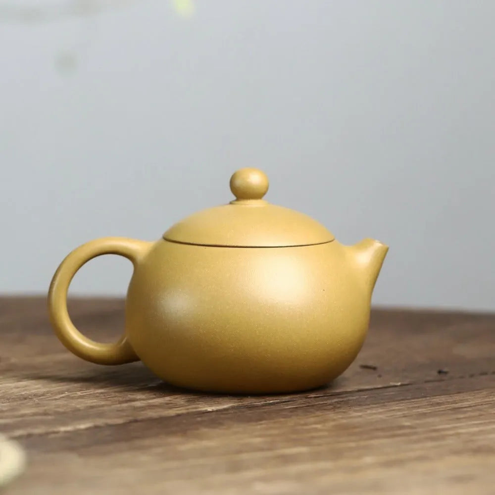 Full Handmade Yixing Zisha Teapot [Xishi Pot] (Huangjin Duan Ni - 200ml) - YIQIN TEA HOUSE | yiqinteahouse.com | 200-300ml, full handmade zisha teapot, new arrival, plain smooth, teapot, teaware