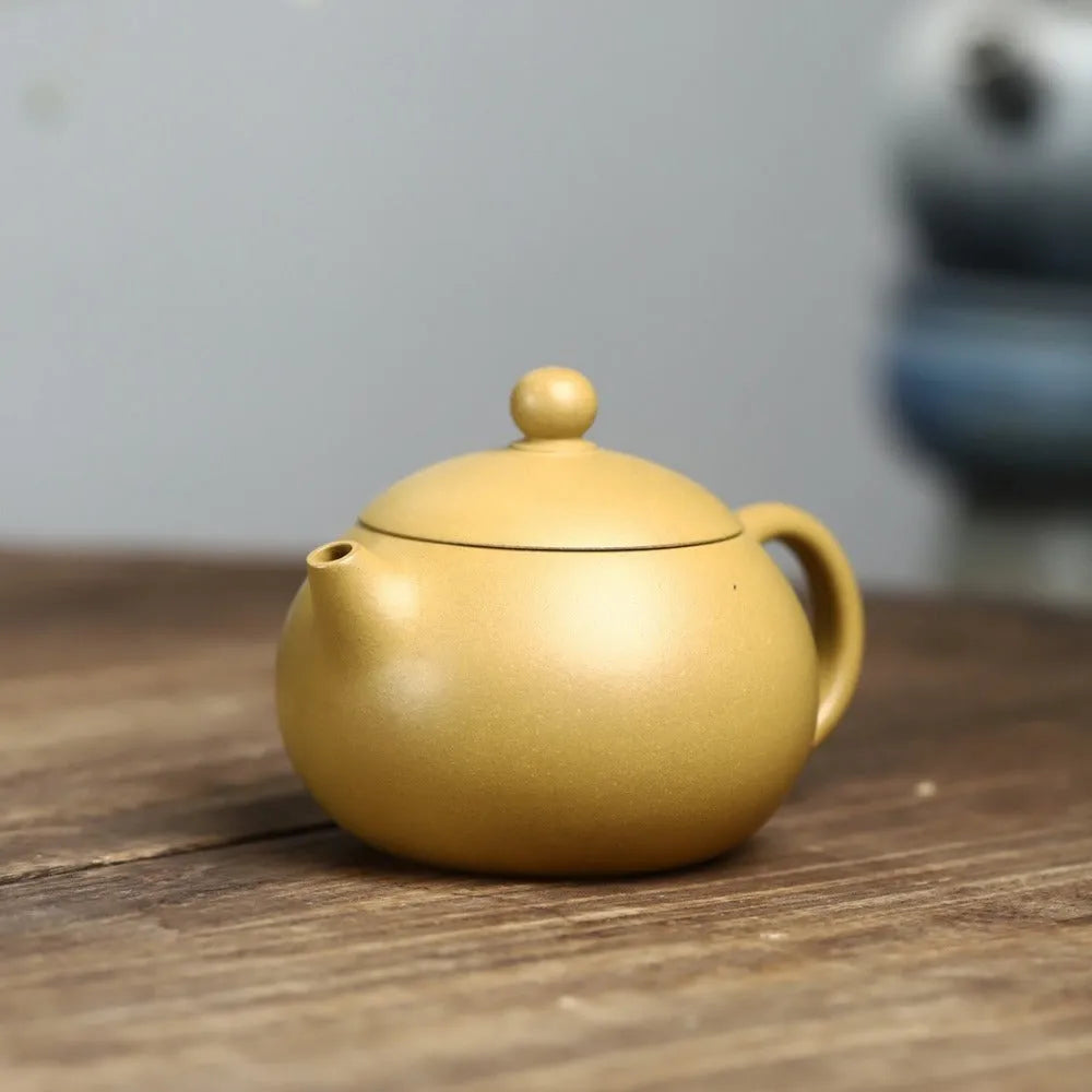 Full Handmade Yixing Zisha Teapot [Xishi Pot] (Huangjin Duan Ni - 200ml) - YIQIN TEA HOUSE | yiqinteahouse.com | 200-300ml, full handmade zisha teapot, new arrival, plain smooth, teapot, teaware