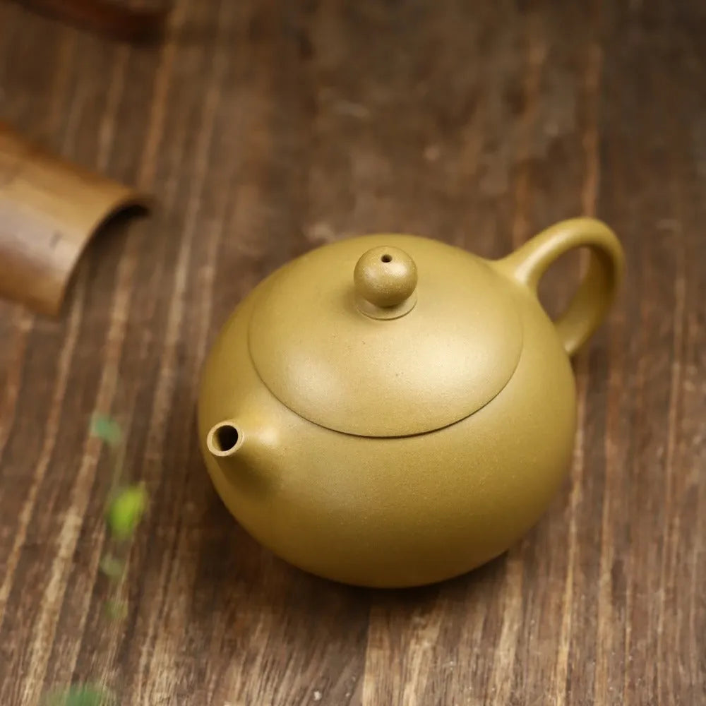 Full Handmade Yixing Zisha Teapot [Xishi Pot] (Huangjin Duan Ni - 200ml) - YIQIN TEA HOUSE | yiqinteahouse.com | 200-300ml, full handmade zisha teapot, new arrival, plain smooth, teapot, teaware