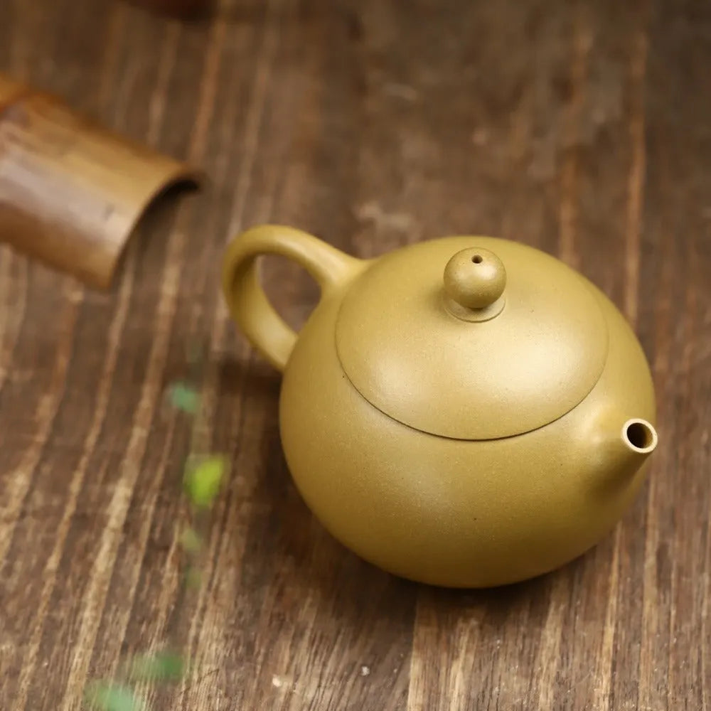 Full Handmade Yixing Zisha Teapot [Xishi Pot] (Huangjin Duan Ni - 200ml) - YIQIN TEA HOUSE | yiqinteahouse.com | 200-300ml, full handmade zisha teapot, new arrival, plain smooth, teapot, teaware