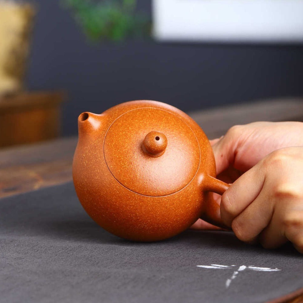 Full Handmade Yixing Zisha Teapot [Xishi Pot] (Jiang Po Ni - 220ml) - YIQIN TEA HOUSE | yiqinteahouse.com | 200-300ml, full handmade zisha teapot, new arrival, plain smooth, teapot, teaware