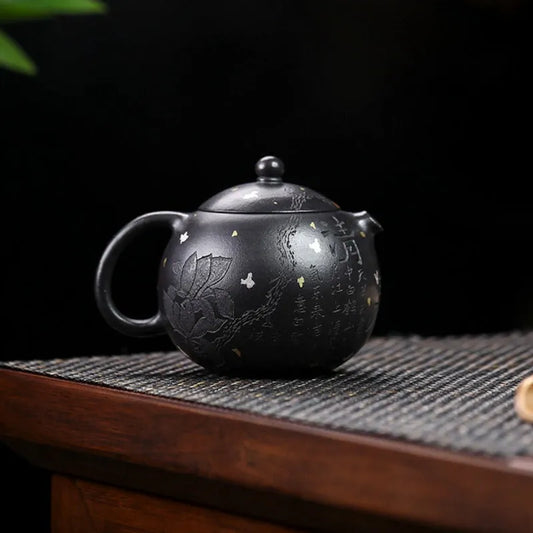 Full Handmade Yixing Zisha Teapot [Xixin Xishi] (Hei Luolan - 220ml) - YIQIN TEA HOUSE | yiqinteahouse.com | 200-300ml, full handmade zisha teapot, new arrival, teapot, teaware