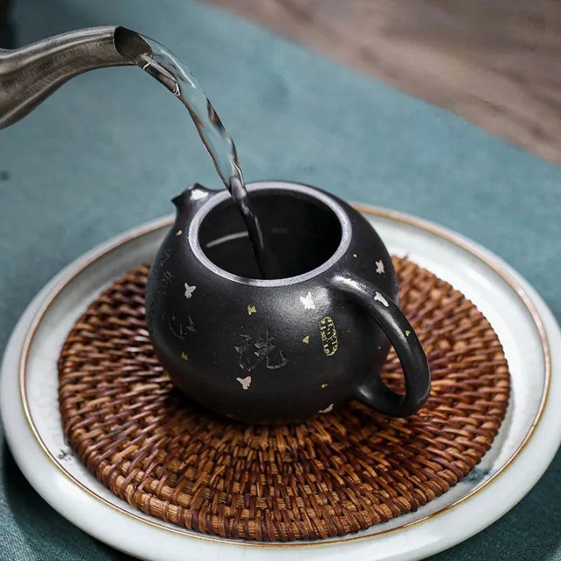 Full Handmade Yixing Zisha Teapot [Xixin Xishi] (Hei Luolan - 220ml) - YIQIN TEA HOUSE | yiqinteahouse.com | 200-300ml, full handmade zisha teapot, new arrival, teapot, teaware