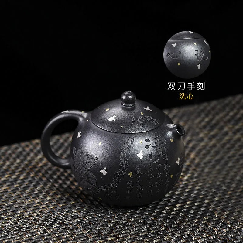 Full Handmade Yixing Zisha Teapot [Xixin Xishi] (Hei Luolan - 220ml) - YIQIN TEA HOUSE | yiqinteahouse.com | 200-300ml, full handmade zisha teapot, new arrival, teapot, teaware