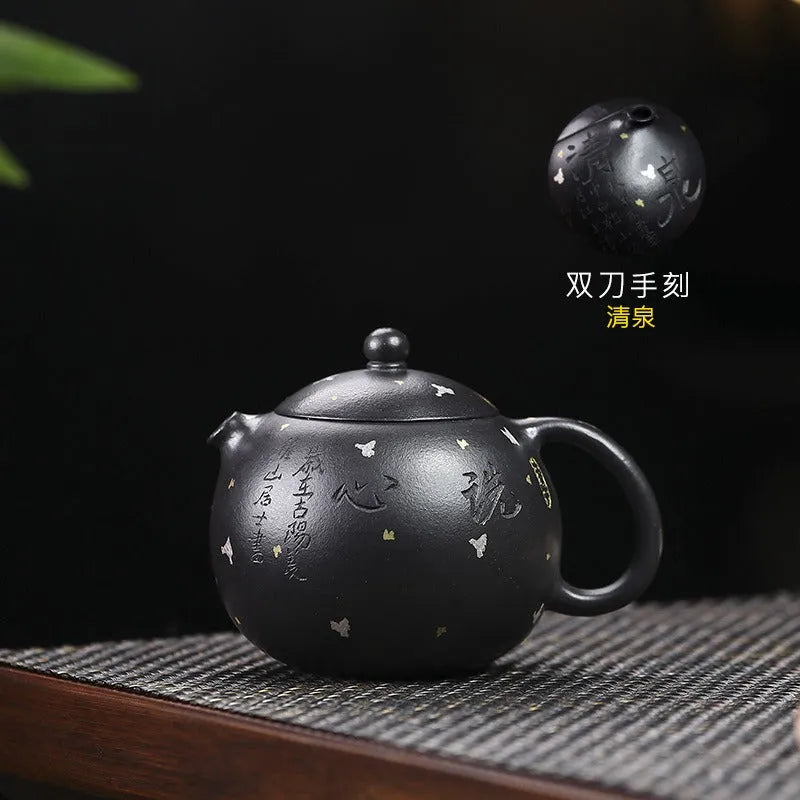 Full Handmade Yixing Zisha Teapot [Xixin Xishi] (Hei Luolan - 220ml) - YIQIN TEA HOUSE | yiqinteahouse.com | 200-300ml, full handmade zisha teapot, new arrival, teapot, teaware