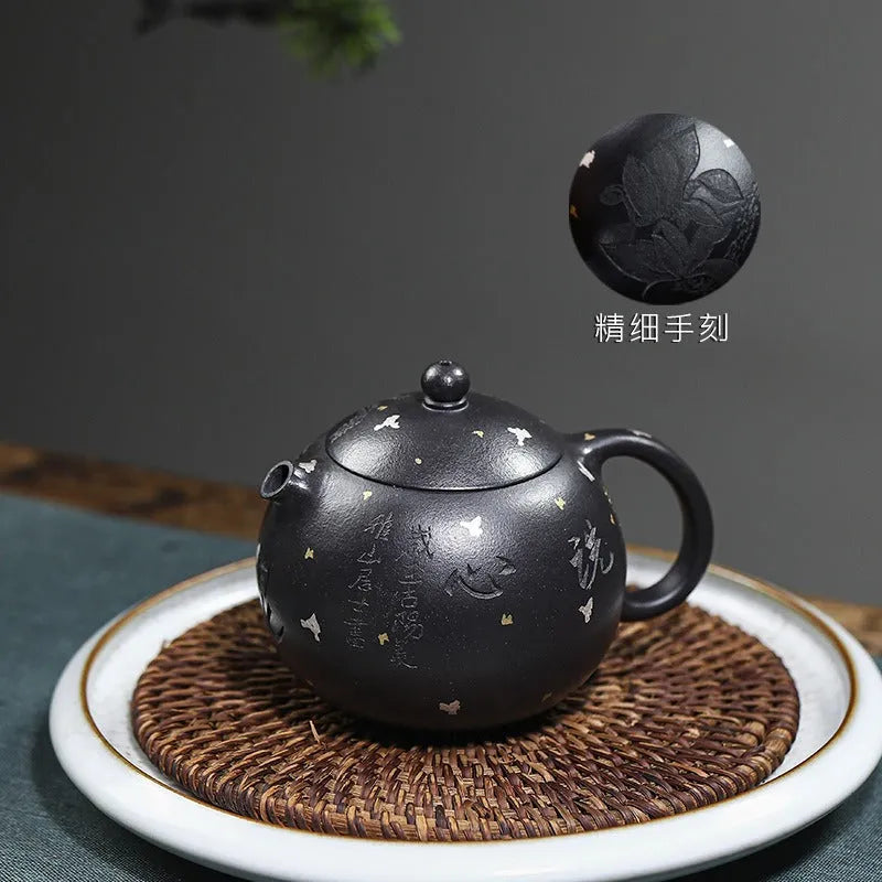 Full Handmade Yixing Zisha Teapot [Xixin Xishi] (Hei Luolan - 220ml) - YIQIN TEA HOUSE | yiqinteahouse.com | 200-300ml, full handmade zisha teapot, new arrival, teapot, teaware