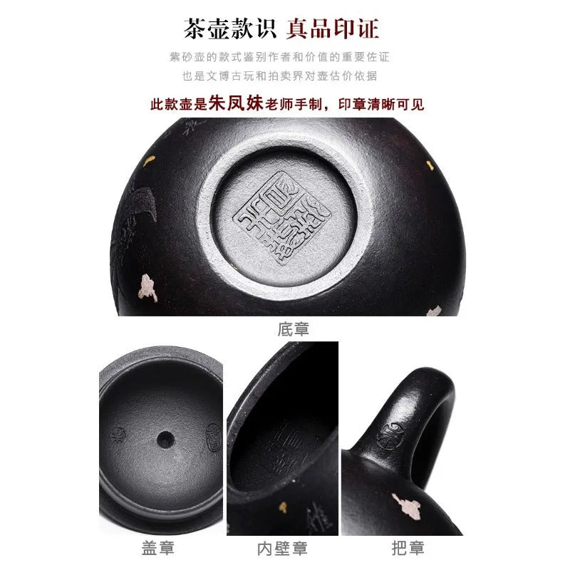 Full Handmade Yixing Zisha Teapot [Xixin Xishi] (Hei Luolan - 220ml) - YIQIN TEA HOUSE | yiqinteahouse.com | 200-300ml, full handmade zisha teapot, new arrival, teapot, teaware