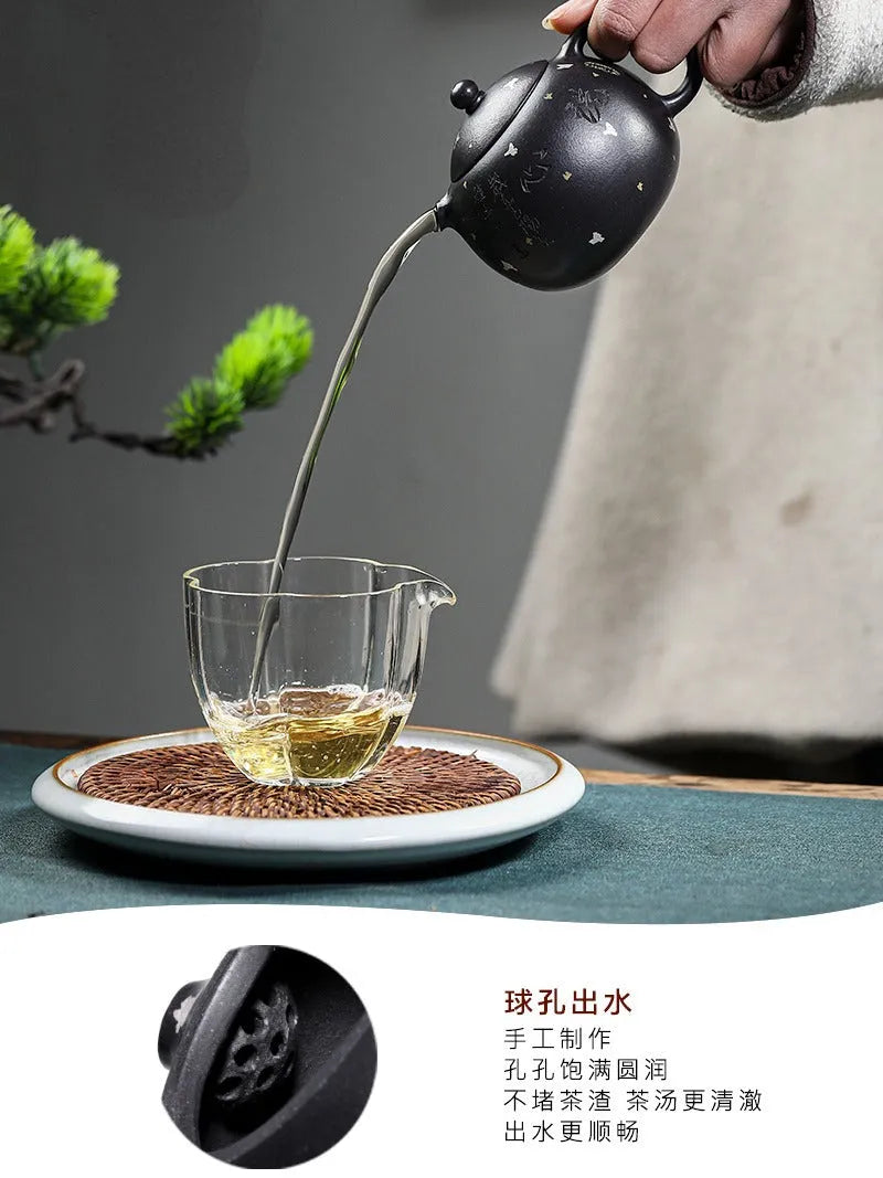 Full Handmade Yixing Zisha Teapot [Xixin Xishi] (Hei Luolan - 220ml) - YIQIN TEA HOUSE | yiqinteahouse.com | 200-300ml, full handmade zisha teapot, new arrival, teapot, teaware