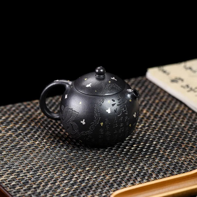 Full Handmade Yixing Zisha Teapot [Xixin Xishi] (Hei Luolan - 220ml) - YIQIN TEA HOUSE | yiqinteahouse.com | 200-300ml, full handmade zisha teapot, new arrival, teapot, teaware