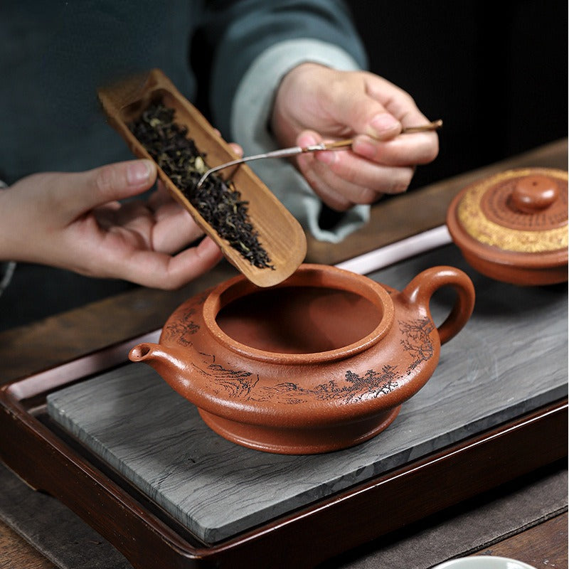 Full Handmade Yixing Zisha Teapot [Xu Bian] (Hong Jiang Po Ni - 430ml) - YIQIN TEA HOUSE | yiqinteahouse.com | >300ml, full handmade zisha teapot, new arrival, teapot, teaware