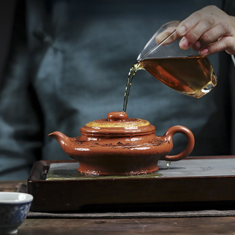 Full Handmade Yixing Zisha Teapot [Xu Bian] (Hong Jiang Po Ni - 430ml) - YIQIN TEA HOUSE | yiqinteahouse.com | >300ml, full handmade zisha teapot, new arrival, teapot, teaware