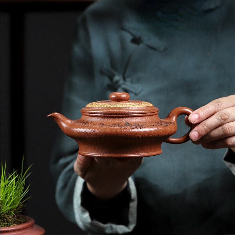 Full Handmade Yixing Zisha Teapot [Xu Bian] (Hong Jiang Po Ni - 430ml) - YIQIN TEA HOUSE | yiqinteahouse.com | >300ml, full handmade zisha teapot, new arrival, teapot, teaware