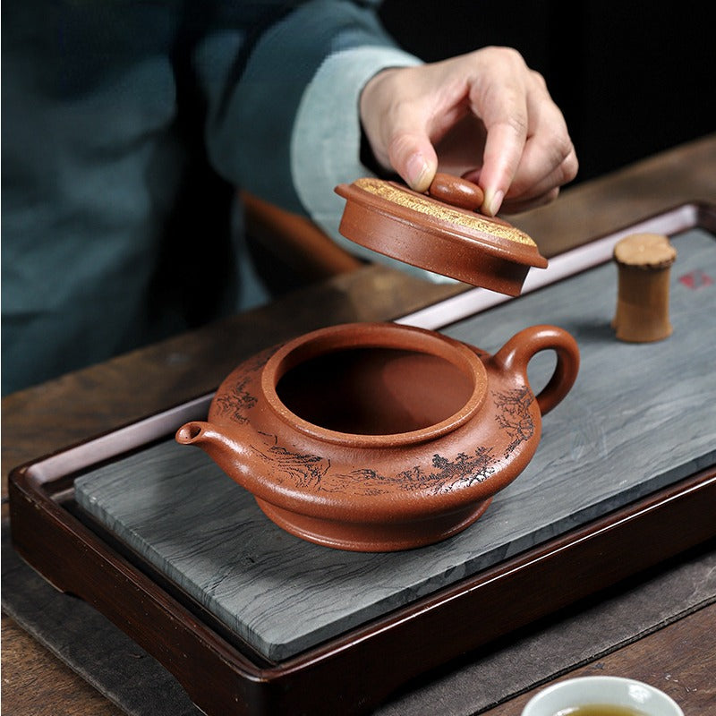 Full Handmade Yixing Zisha Teapot [Xu Bian] (Hong Jiang Po Ni - 430ml) - YIQIN TEA HOUSE | yiqinteahouse.com | >300ml, full handmade zisha teapot, new arrival, teapot, teaware