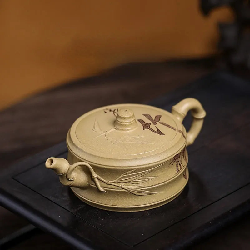 Full Handmade Yixing Zisha Teapot [Xuhuai Ruozhu] (Huangjin Duan Ni - 250ml) - YIQIN TEA HOUSE | yiqinteahouse.com | 200-300ml, full handmade zisha teapot, new arrival, teapot, teaware