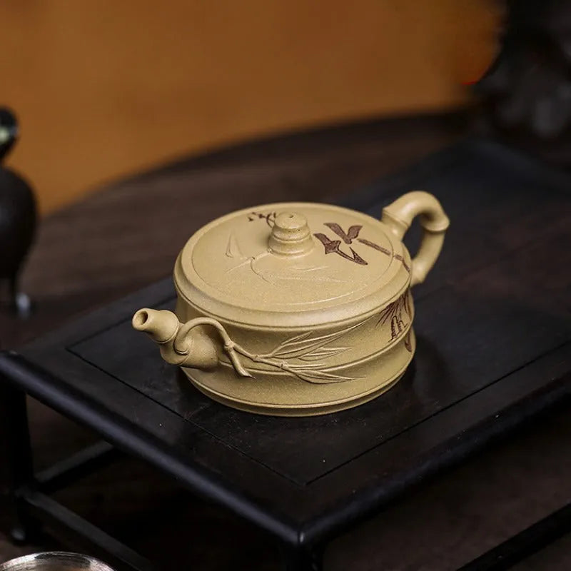 Full Handmade Yixing Zisha Teapot [Xuhuai Ruozhu] (Huangjin Duan Ni - 250ml) - YIQIN TEA HOUSE | yiqinteahouse.com | 200-300ml, full handmade zisha teapot, new arrival, teapot, teaware