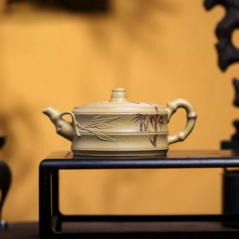 Full Handmade Yixing Zisha Teapot [Xuhuai Ruozhu] (Huangjin Duan Ni - 250ml) - YIQIN TEA HOUSE | yiqinteahouse.com | 200-300ml, full handmade zisha teapot, new arrival, teapot, teaware