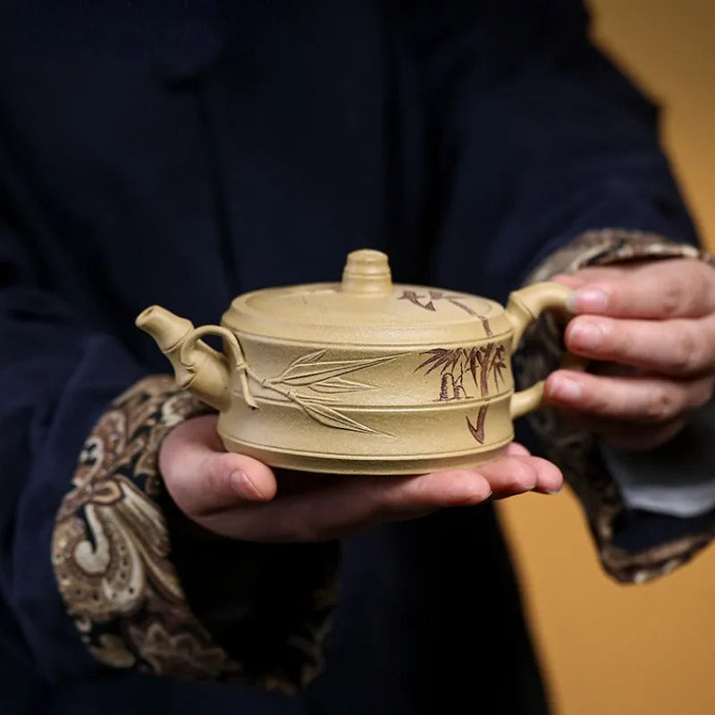 Full Handmade Yixing Zisha Teapot [Xuhuai Ruozhu] (Huangjin Duan Ni - 250ml) - YIQIN TEA HOUSE | yiqinteahouse.com | 200-300ml, full handmade zisha teapot, new arrival, teapot, teaware