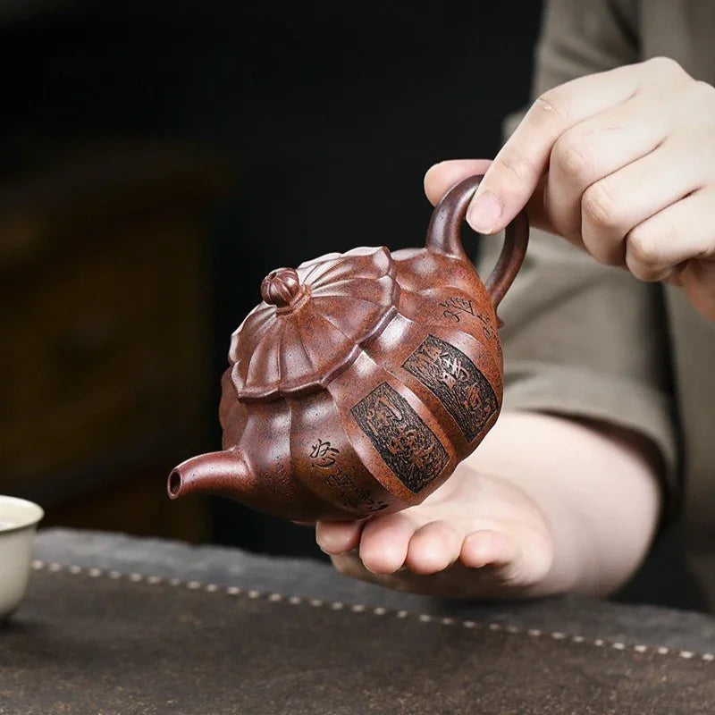 Teko Yixing Zisha Buatan Tangan Sepenuhnya [Yang Xin Fanggu] (Hei Dun Tou - 230ml)
