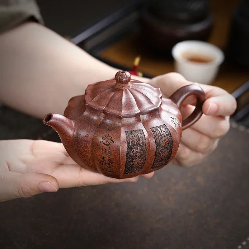 Teko Yixing Zisha Buatan Tangan Sepenuhnya [Yang Xin Fanggu] (Hei Dun Tou - 230ml)