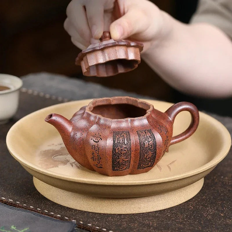 Teko Yixing Zisha Buatan Tangan Sepenuhnya [Yang Xin Fanggu] (Hei Dun Tou - 230ml)