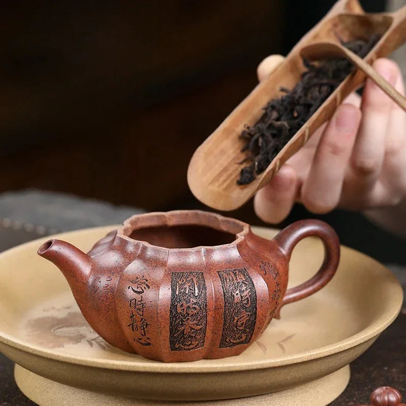 Teko Yixing Zisha Buatan Tangan Sepenuhnya [Yang Xin Fanggu] (Hei Dun Tou - 230ml)