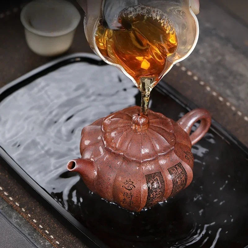 Teko Yixing Zisha Buatan Tangan Sepenuhnya [Yang Xin Fanggu] (Hei Dun Tou - 230ml)